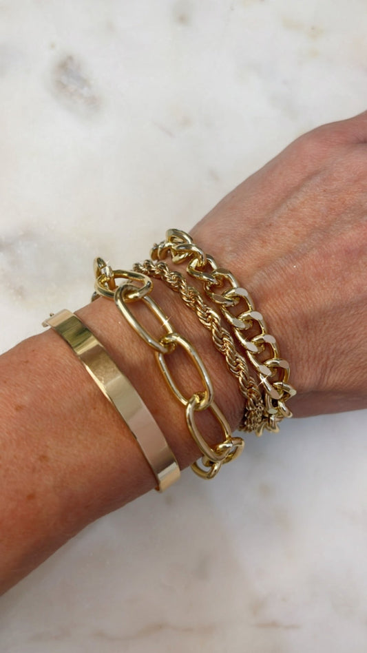 Curb Gold Cuban Four Set Chain Bracelets - Top Shelf Syndicate