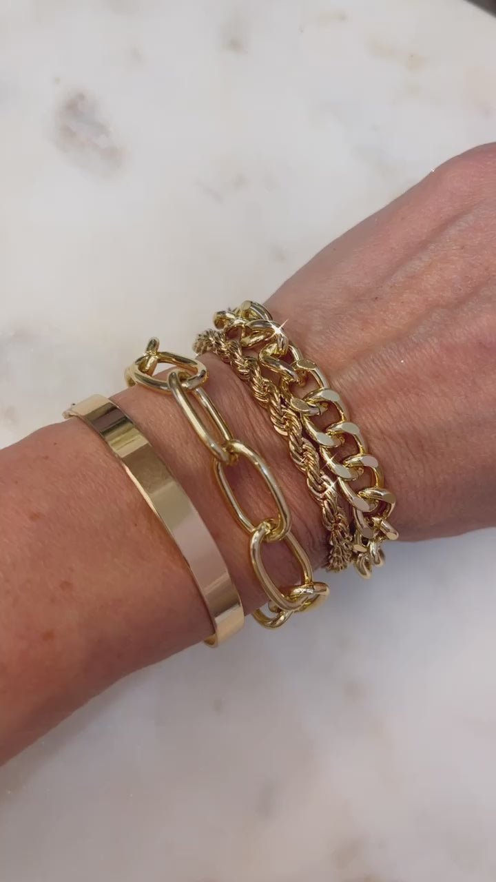 Curb Gold Cuban Four Set Chain Bracelets - Top Shelf Syndicate