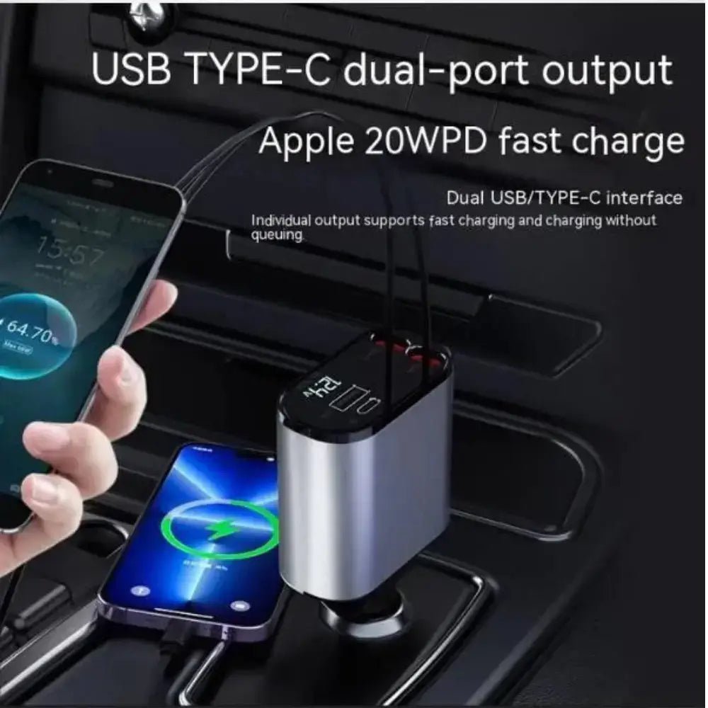 FAST 100W Car Phone Charger Lighter USB And TYPE - C Adapter - Top Shelf Syndicate