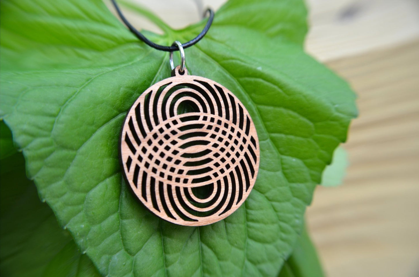 Reflection Circle Pendant in cherry on leather cord - Top Shelf Syndicate