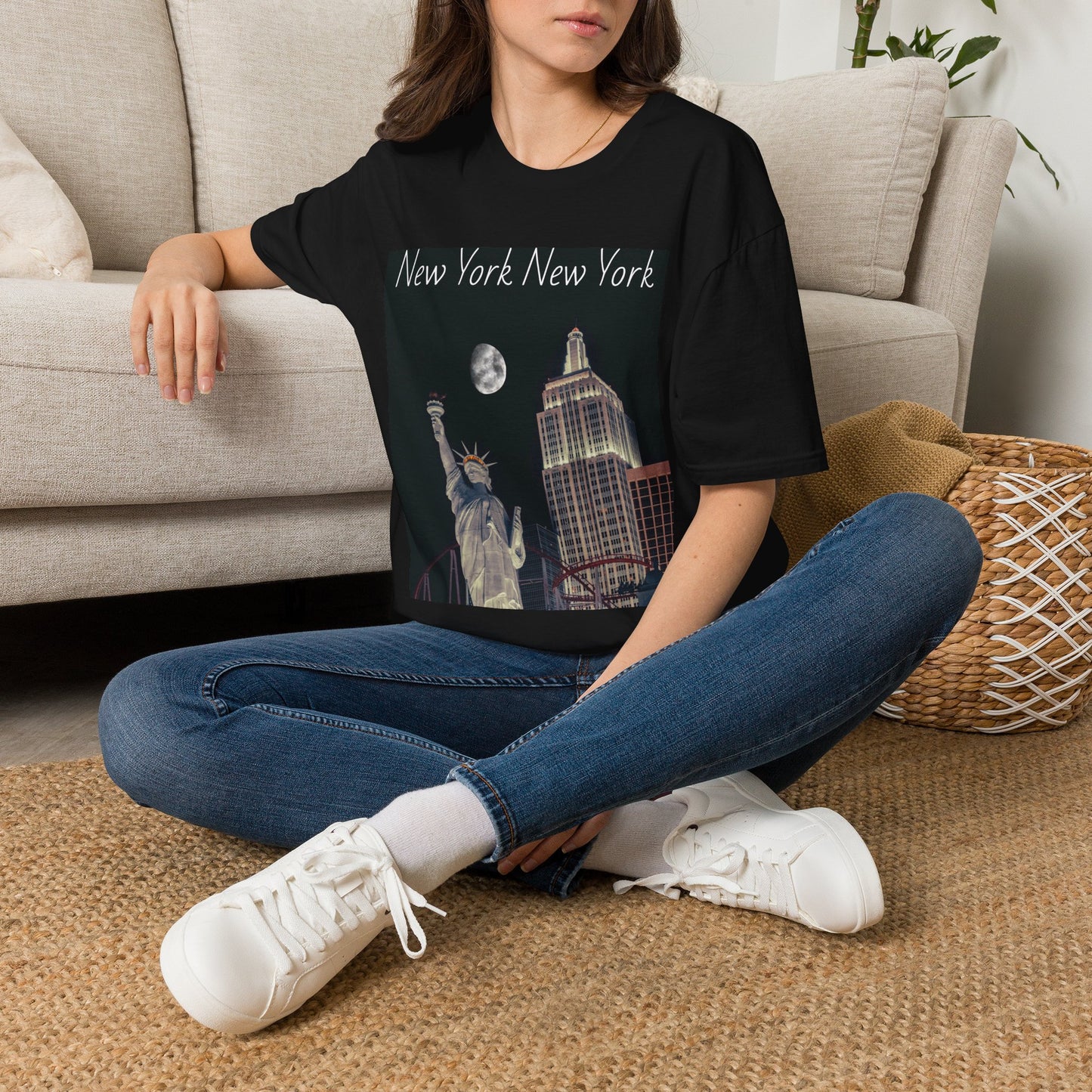 New York New York T-Shirt — Night Skyline Statue of Liberty Tee