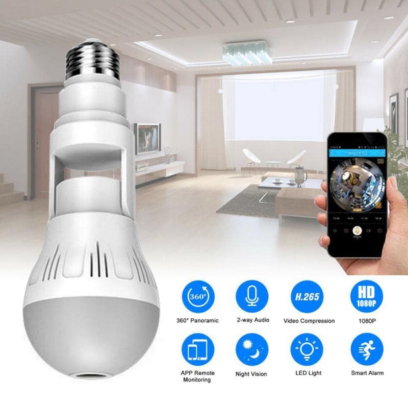 360° Panoramic Hidden Light Bulb Wifi Camera - Top Shelf Syndicate