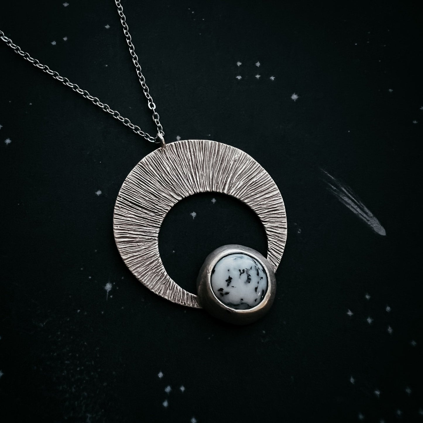 Crescent Moon Pendant with Dendritic Agate - Top Shelf Syndicate