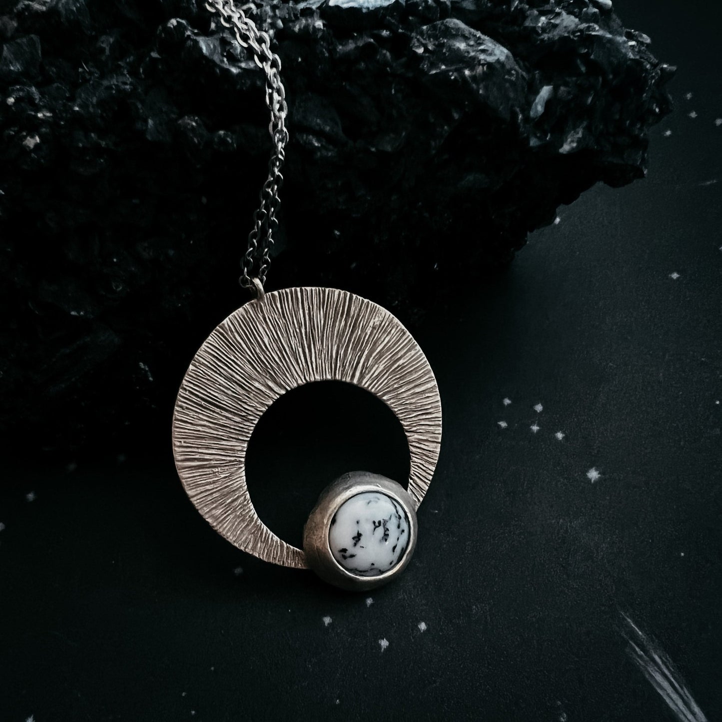 Crescent Moon Pendant with Dendritic Agate - Top Shelf Syndicate