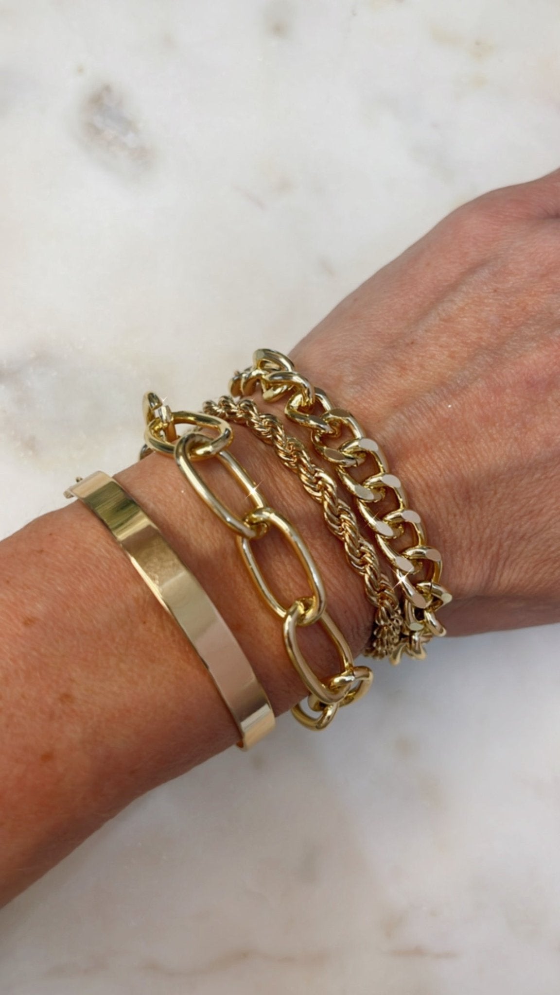 Curb Gold Cuban Four Set Chain Bracelets - Top Shelf Syndicate