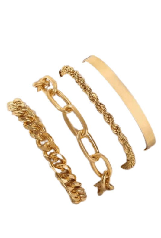 Curb Gold Cuban Four Set Chain Bracelets - Top Shelf Syndicate