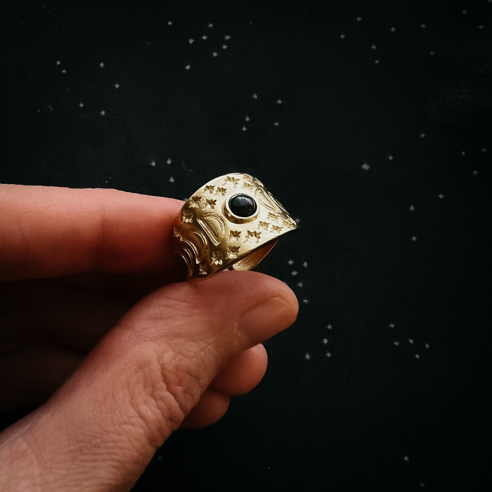 Eclipse Ring with Moon Phases and Black Opal - Top Shelf Syndicate