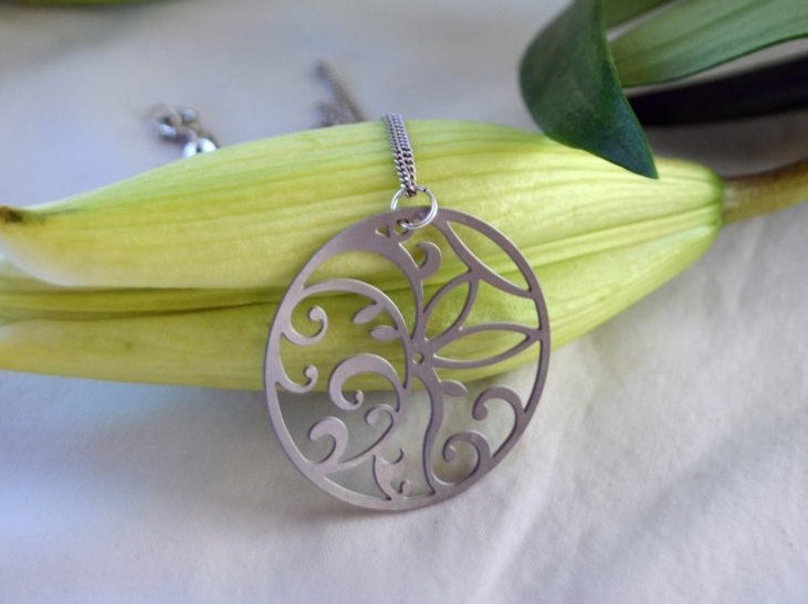 Floral Circle Pendant in stainless steel - Top Shelf Syndicate