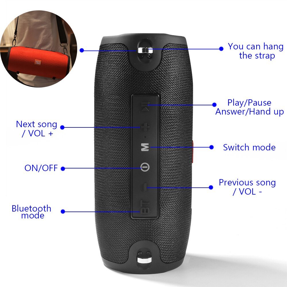 Large Waterproof Wireless Portable Bluetooth Speaker With Strap - Top Shelf Syndicate