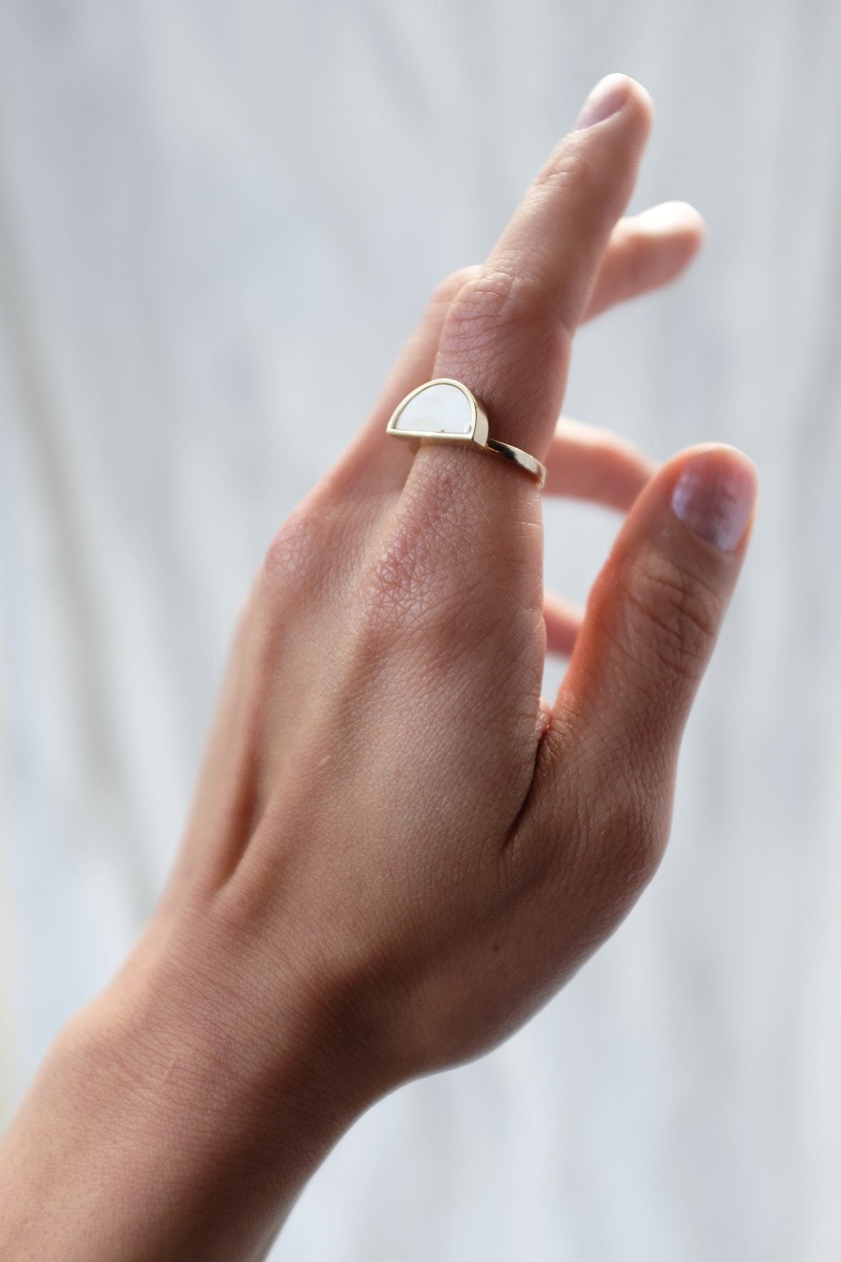 Mat Trang 16K Gold - Plated Brass Buffalo Horn Crescent Ring - Top Shelf Syndicate