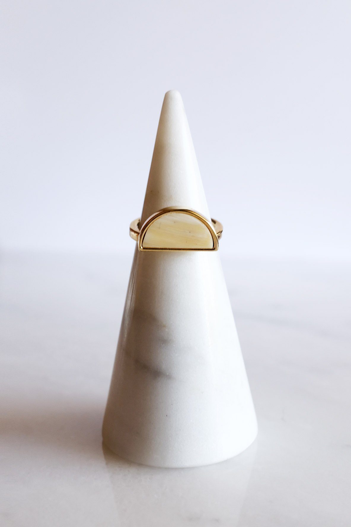 Mat Trang 16K Gold - Plated Brass Buffalo Horn Crescent Ring - Top Shelf Syndicate
