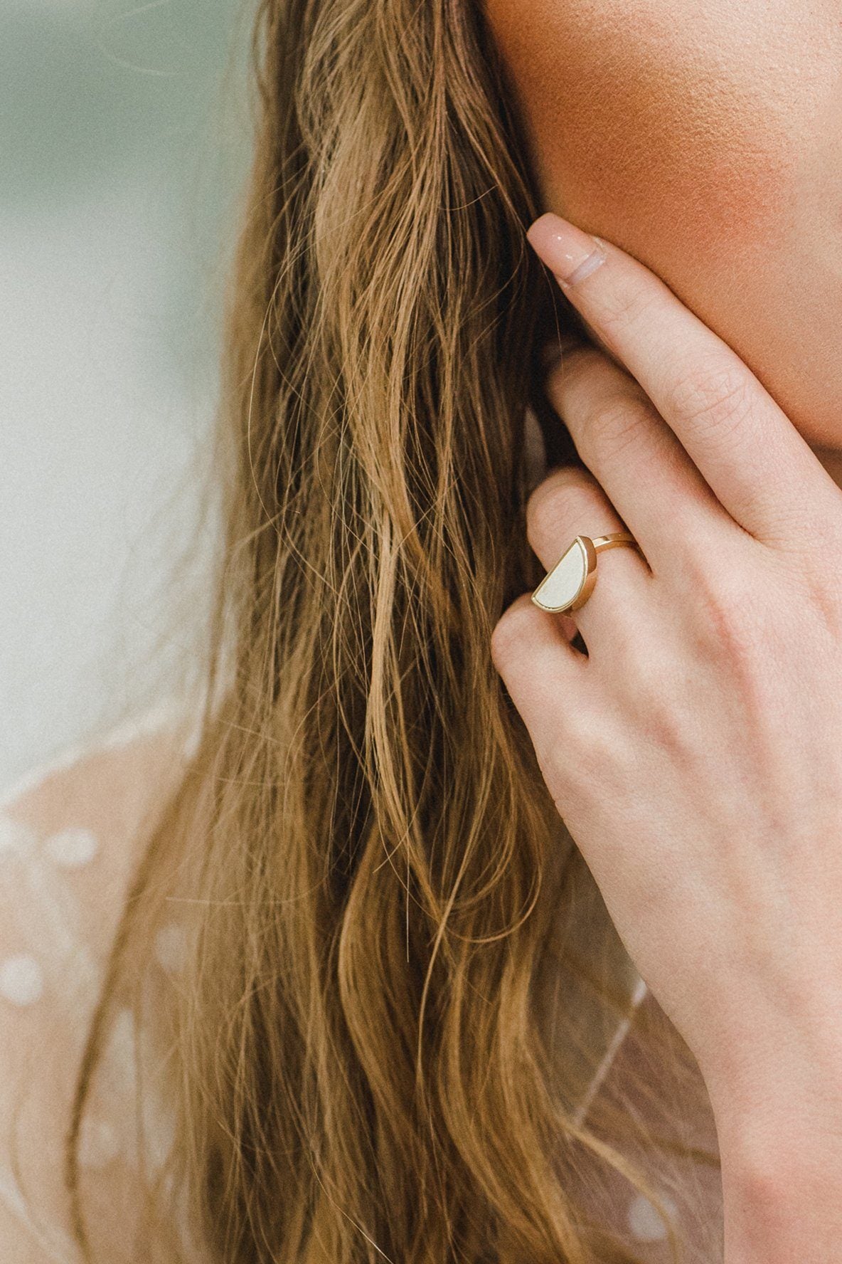 Mat Trang 16K Gold - Plated Brass Buffalo Horn Crescent Ring - Top Shelf Syndicate