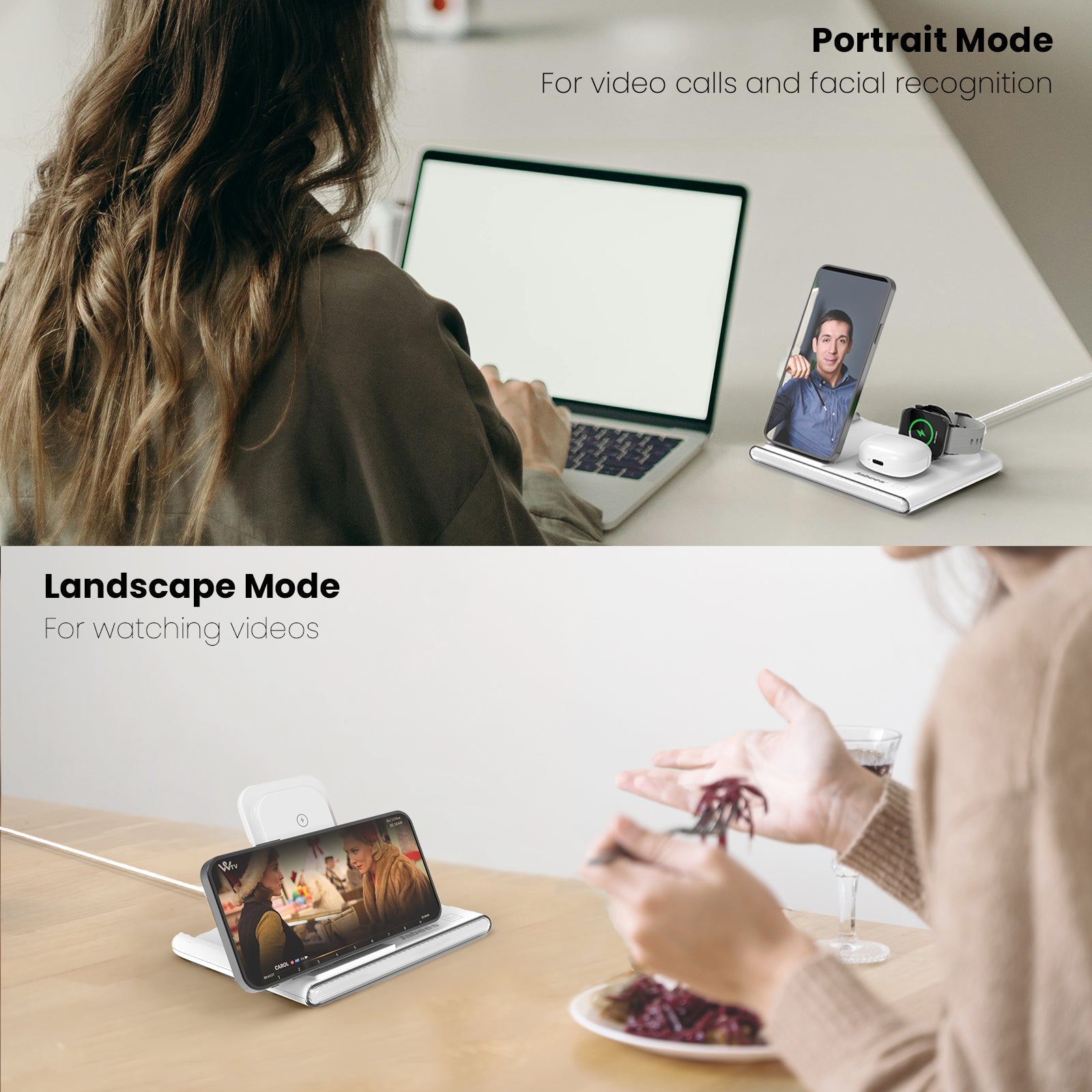 PowerGlow - Jabees PowerGlow 4 - In - 1 Foldable Wireless Charging Station with LED Night Light - Top Shelf Syndicate